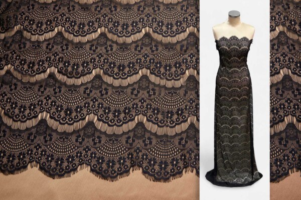 Dainty Flowers Lace Scallop in Black