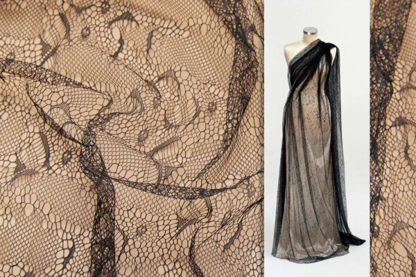 Delicate Abstract Black Raschel Lace