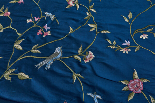 Bird Embroidery - Dark Blue fabric