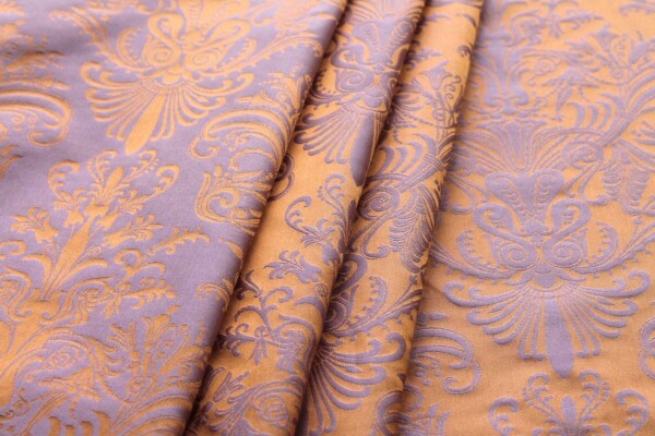 Rococo Brocade - Orange/ Lilac fabric