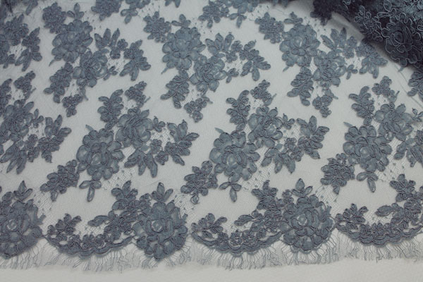 Slate Grey Corded Lace fabric