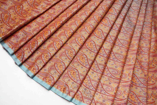 Banaras Brocade - Minty Green & Orange fabric