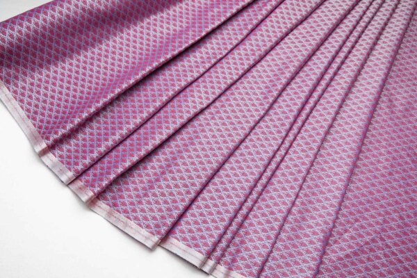 Banaras Brocade - Red Blue & White fabric