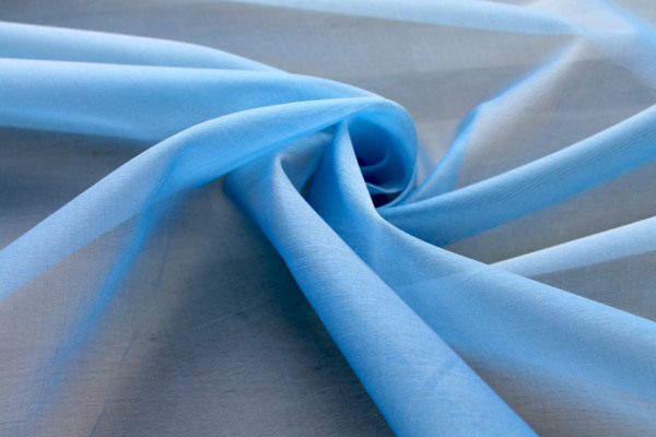 Silk Organza - Royal Blue shot Off White fabric