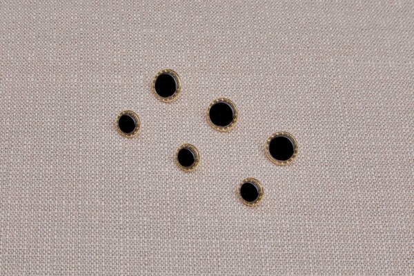 Gold Twisted Metal Shank Button with Black Glass Inlay - 1.5cm
