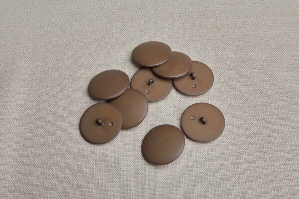 Set of 9 Large Vintage Round Dull Brown Shank Button - 3.4cm