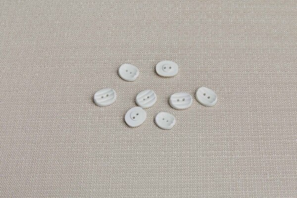 Set of 10 Vintage Oval Ridged Ivory Buttons - 1.5cm