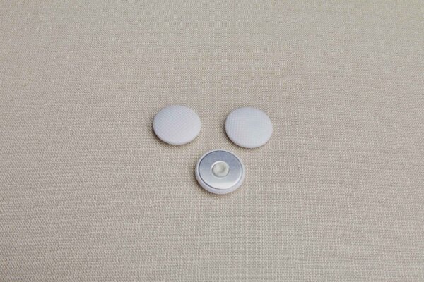 Set of 3 Vintage White Fabric Covered Button - 3cm