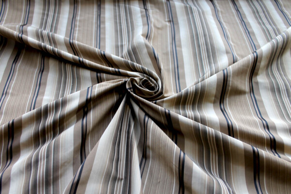Beige, Brown and Black Multi Stripe Silk Taffeta fabric