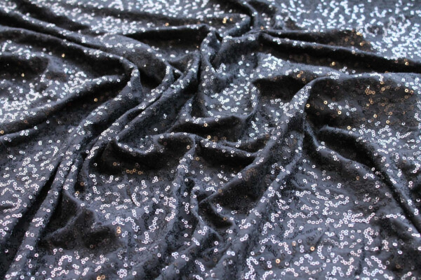 Black Stretch Jersey with Small Scattered Black Sequins fabric