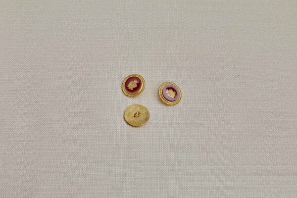 Set of 3 Vintage Military Button - Red 2.5cm