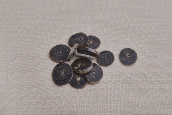 Blackish Brown Flat Cut Horn Button