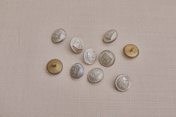 Antique Silver Metal Uniform Button - Large