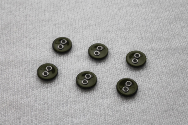 Olive Green Resin Button with Metal Rivets - 2.5cm