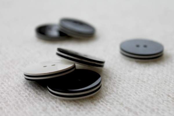 Vintage Reversible White and Black Button - 2.7cm