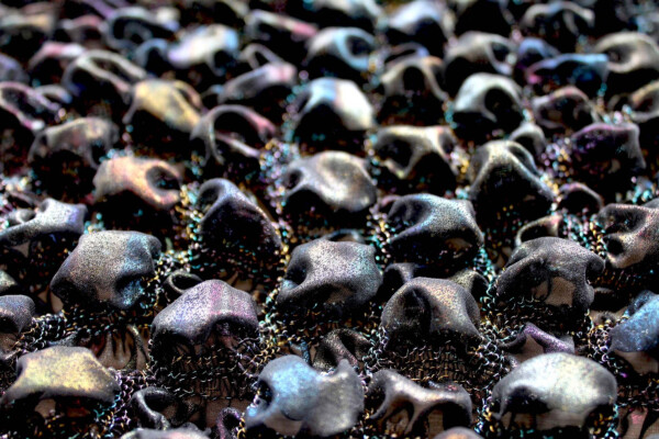 "Bubble" Shirred Foil Printed Chiffon - Black Oil Slick fabric