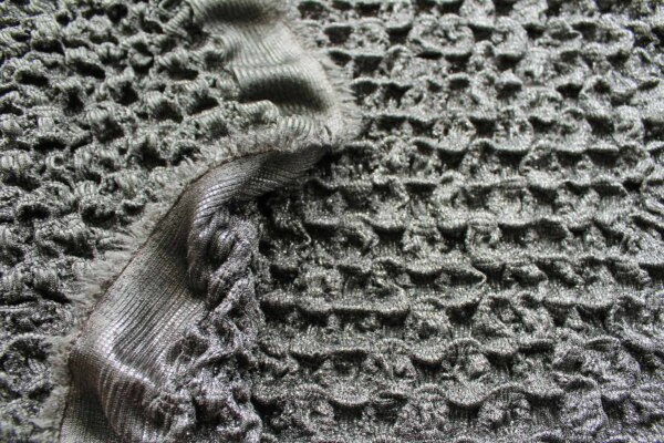 "Bubble" Shirred Foiled Texture Jersey in Gunmetal fabric