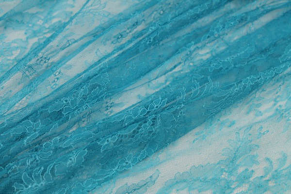 Turquoise Chantilly Lace - Fern Pattern fabric