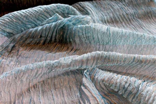 Crinkled Silk Metal Organza - Pale Blue / Gold fabric