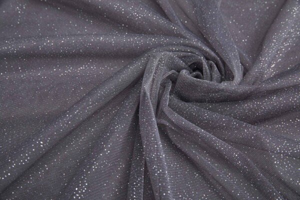 Dark Grey and Silver Glitter Tulle fabric