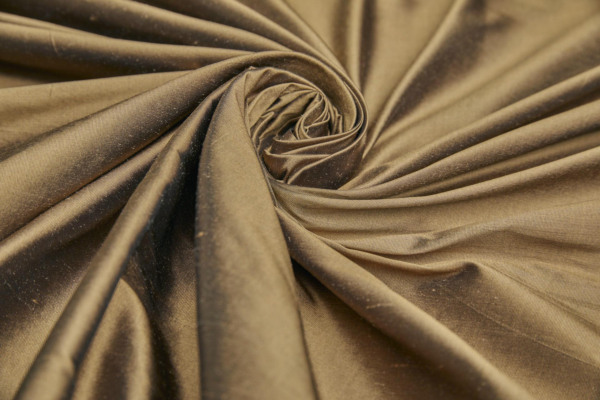 Silk Dupion - Tan shot Black fabric