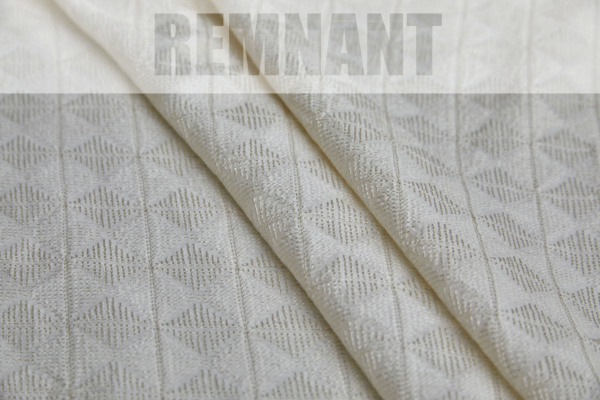 Ivory Geometric Embroidery with on Natural Silk Tassar - 1.1m Piece fabric