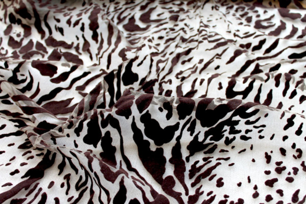 Flocked Animal Print on Tulle - Brown/Light Khaki fabric