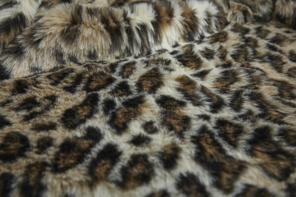 Faux Fur - Medium Pile Leopard in Cream, Light Brown and Black fabric