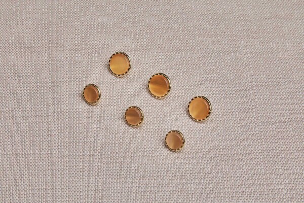 Gold Twisted Metal Shank Button with Orange Glass Inlay - 1.5cm