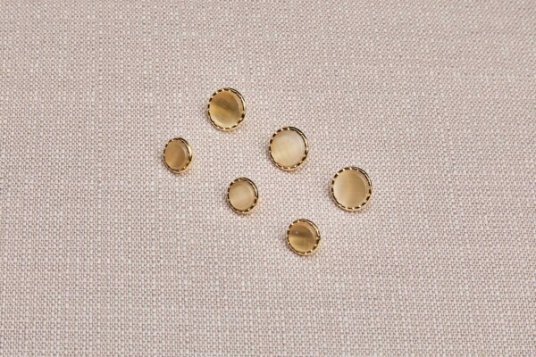 Gold Twisted Metal Shank Button with Yellow Glass Inlay - 1.2cm