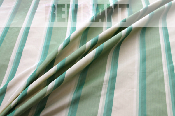 Green and Cream Striped Silk Taffeta - 1.65m Piece fabric