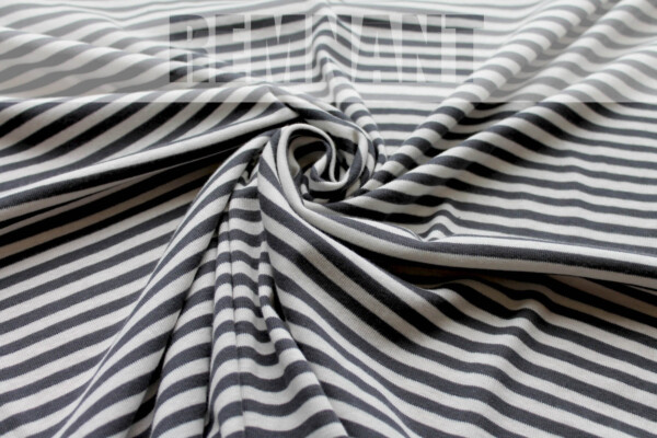 Grey and Off White Stripe Jersey - 0.4m Piece fabric