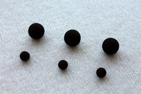 Round Corded Ball Button - Black - 1.5cm