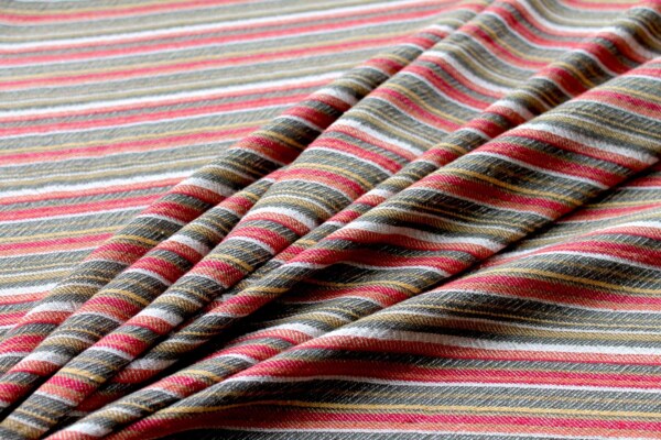 Textured Woven Cotton Stripe - Red, Orange, Yellow and Olive fabric