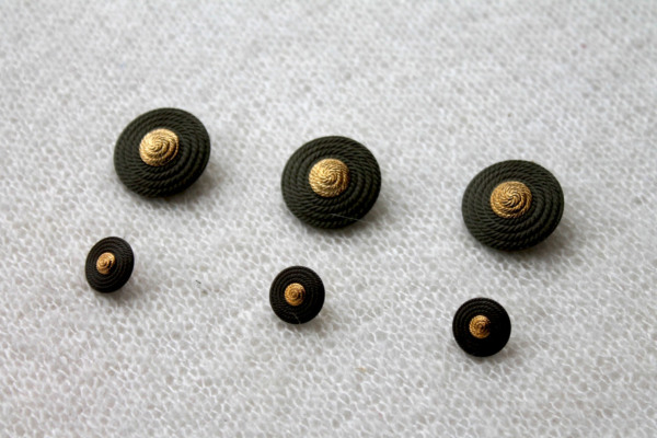 Vintage Designer Button - Pewter Green and Gold - 2.8cm