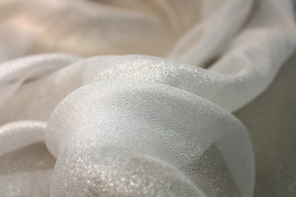 Sheer Loose Weave Organza - Metallic Silver Ivory fabric