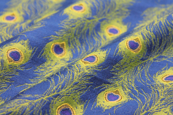Peacock Feather Brocade - Blue fabric