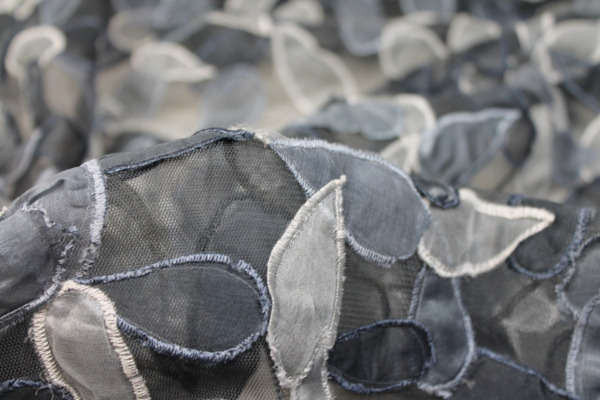Organza Teardrop Applique on Tulle - Greys fabric