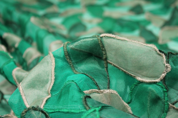 Organza Teardrop Applique on Tulle - Greens fabric