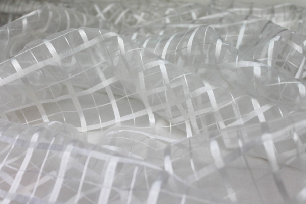Sheer Check Organza - Ivory - 112cm fabric