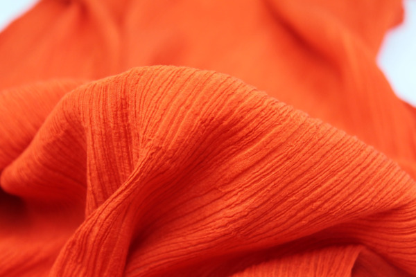Pleated Silk and Cotton - Orange fabric