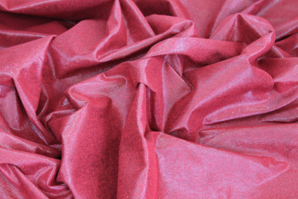 Metallic Silk Noil - Red shot Black fabric