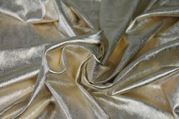 Foiled Marl Jersey in Pale Gold fabric