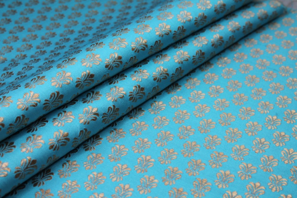 Fleur-de-lys Style Brocade - Turquoise fabric