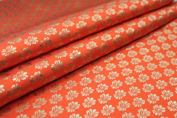Fleur-de-lys Style Brocade - Orange fabric