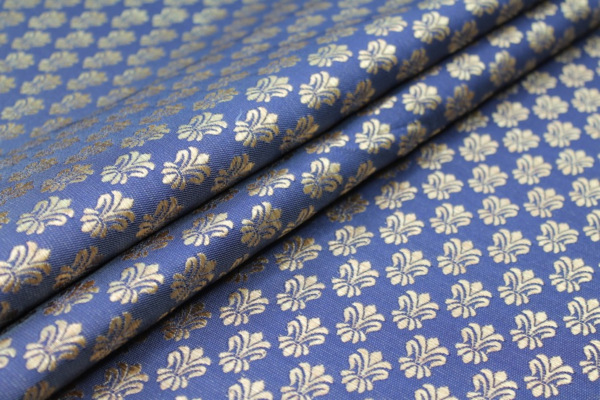 Fleur-de-lys Style Brocade - Navy fabric