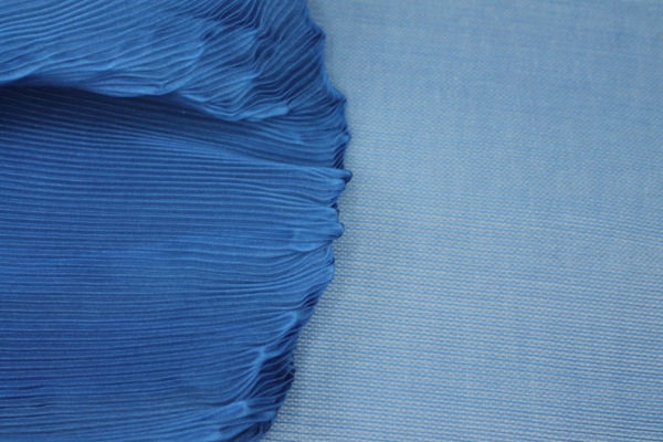 Pleated Blue Organza fabric