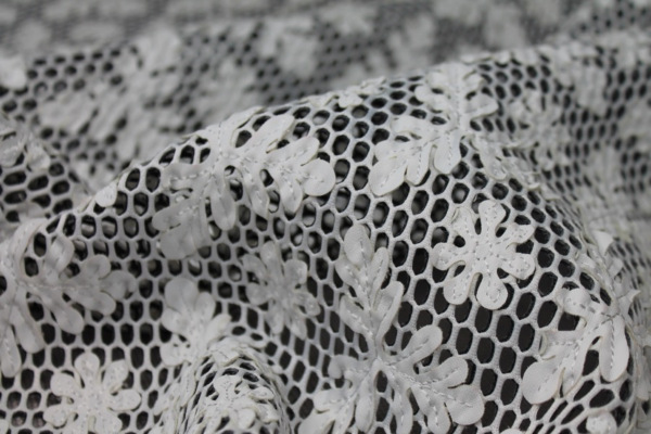 Appliquéd Spacer Tech Mesh - Black / Off White fabric