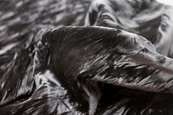 Crushed Viscose Velvet - Black fabric