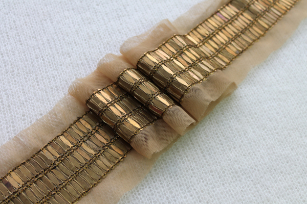 Metal Ellipse Sequin Trim - Triple Row Bright Gold